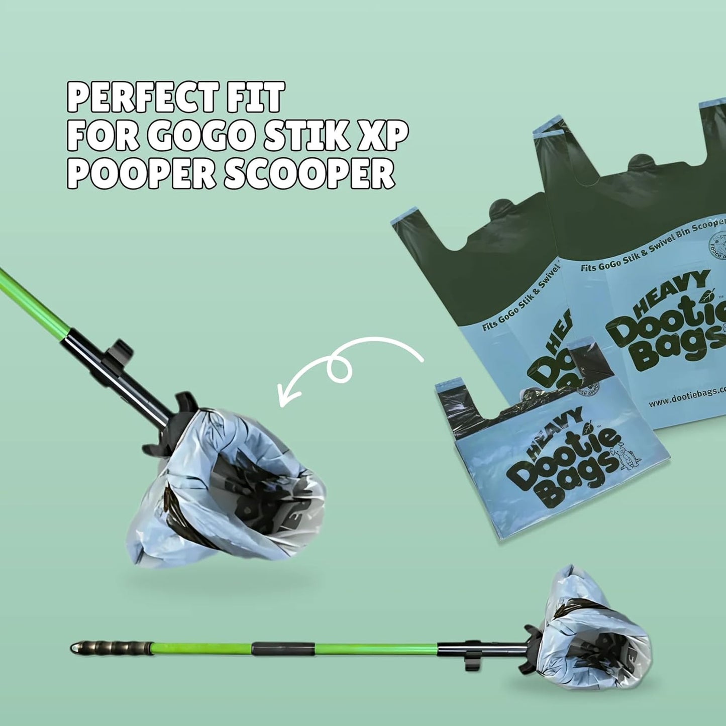 HEAVY Dootie Bags® VERY LARGE Dog and Cat Waste Poop Bags. 100 Count Strong Multi-Use, Leakproof with EZ Tie Handles and Gussets. Made with Corn Starch. Fits and Swivel Bin Pooper Scoopers.