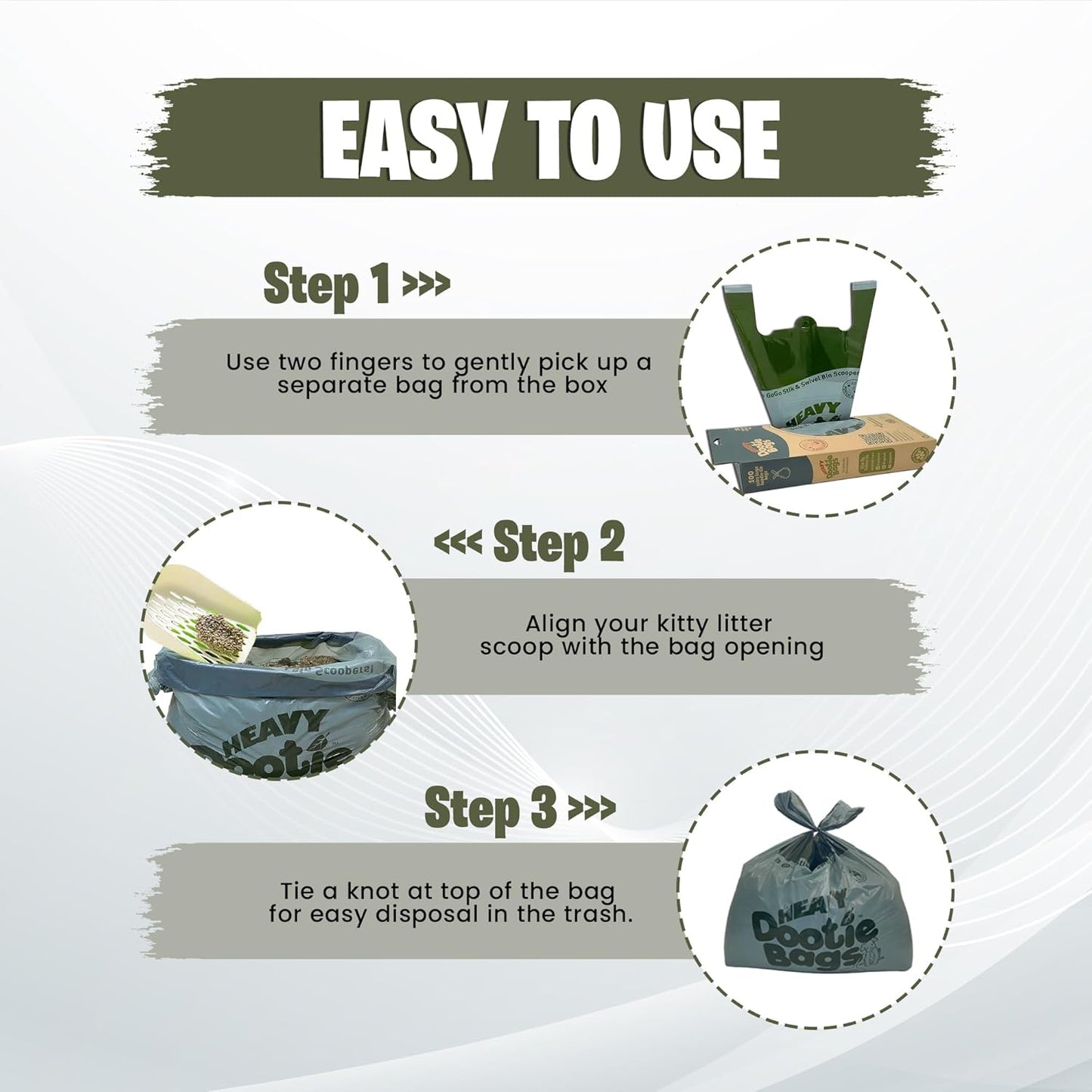 HEAVY Dootie Bags® VERY LARGE Dog and Cat Waste Poop Bags. 100 Count Strong Multi-Use, Leakproof with EZ Tie Handles and Gussets. Made with Corn Starch. Fits  and Swivel Bin Pooper Scoopers.