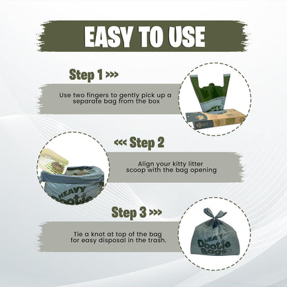 HEAVY Dootie Bags® VERY LARGE Dog and Cat Waste Poop Bags. 100 Count Strong Multi-Use, Leakproof with EZ Tie Handles and Gussets. Made with Corn Starch. Fits  and Swivel Bin Pooper Scoopers.