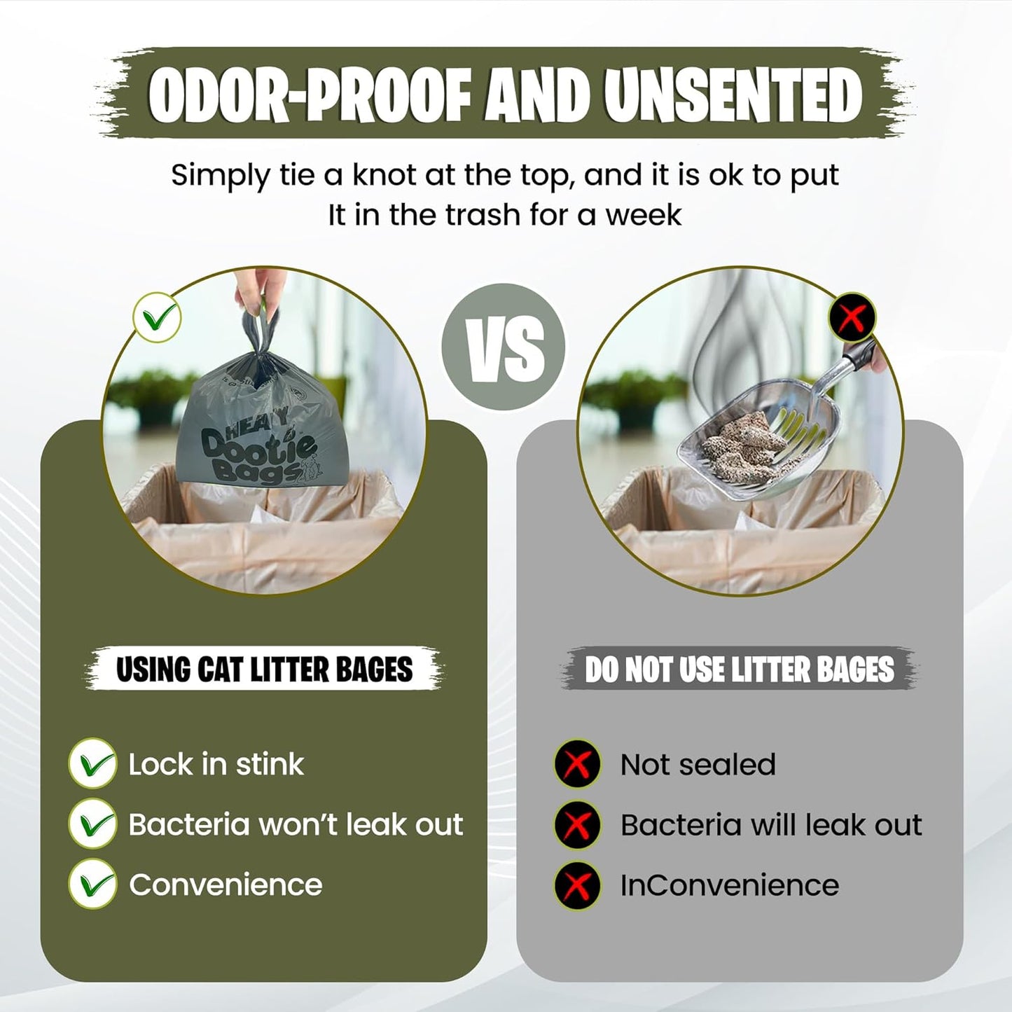 HEAVY Dootie Bags® VERY LARGE Dog and Cat Waste Poop Bags. 100 Count Strong Multi-Use, Leakproof with EZ Tie Handles and Gussets. Made with Corn Starch. Fits  and Swivel Bin Pooper Scoopers.